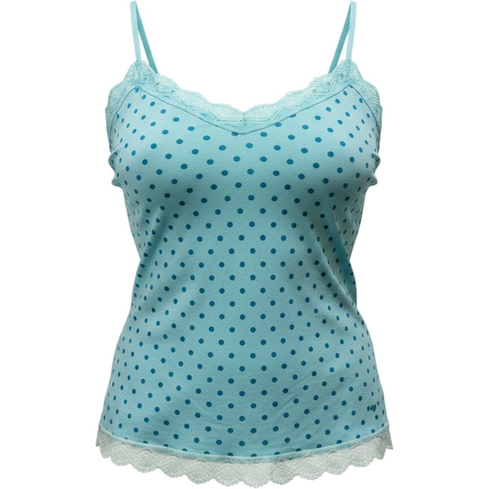 Y2K Dream Out Loud Selena Gomez Blue Polka Dot Lace Trim Cami Top Womens Jr 3X